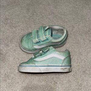 Vans Kids Glittery Mint Green Sneakers